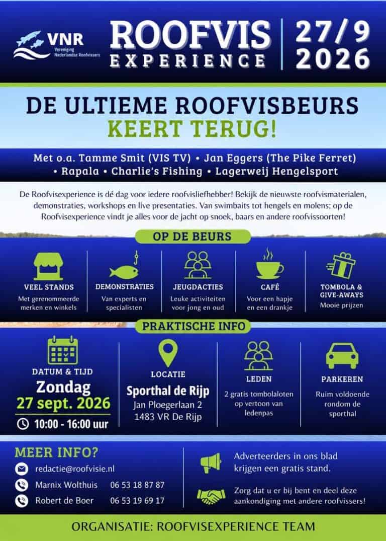 Roofvis Experience van de VNR op 27 september.